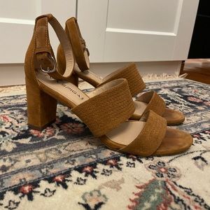 Via Spiga Tan Suede Heeled Sandals